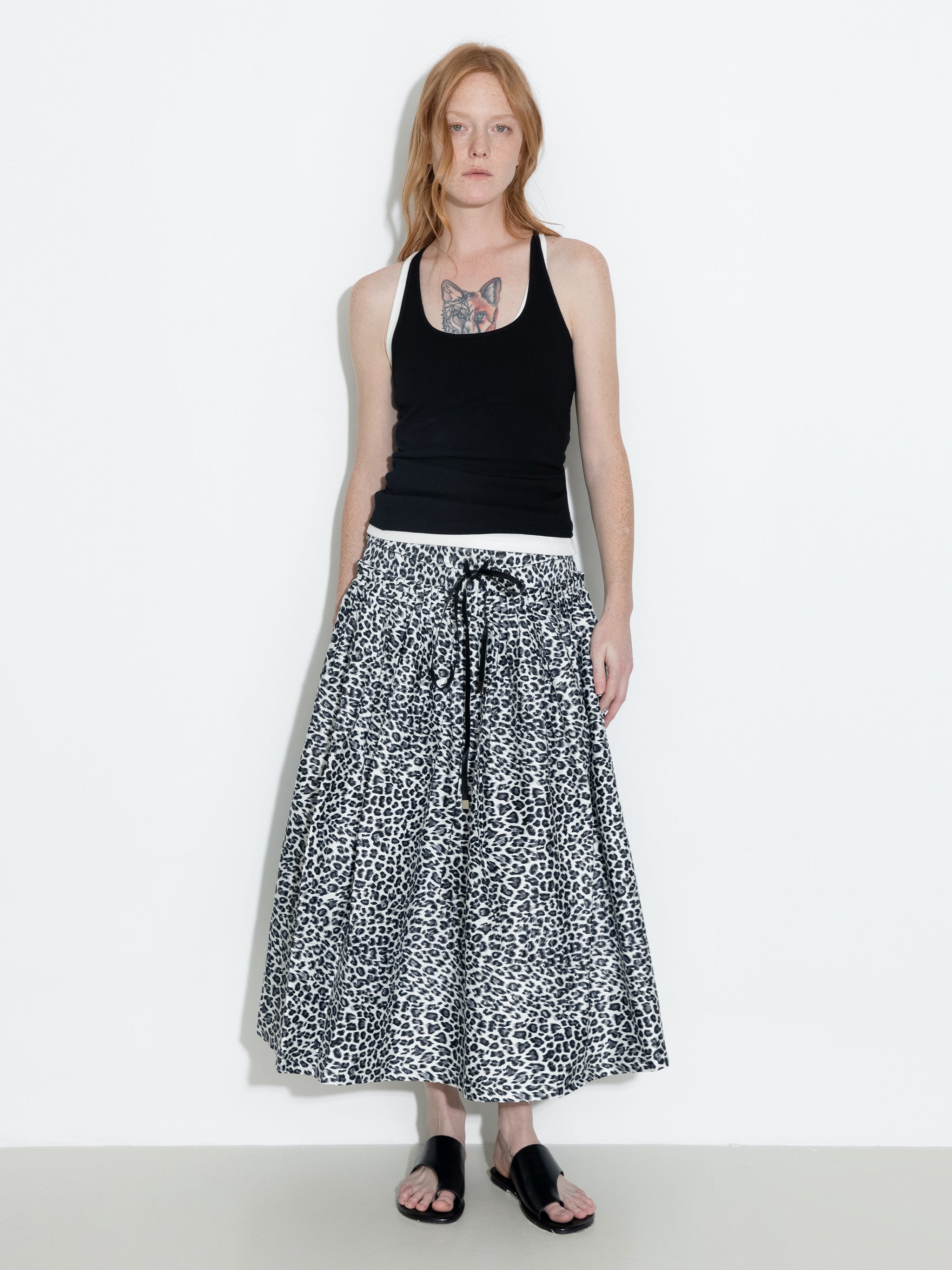 100% Cotton Leopard Print A-Line Skirt