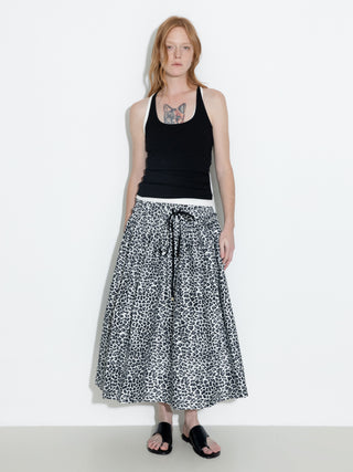 100% Cotton Leopard Print A-Line Skirt