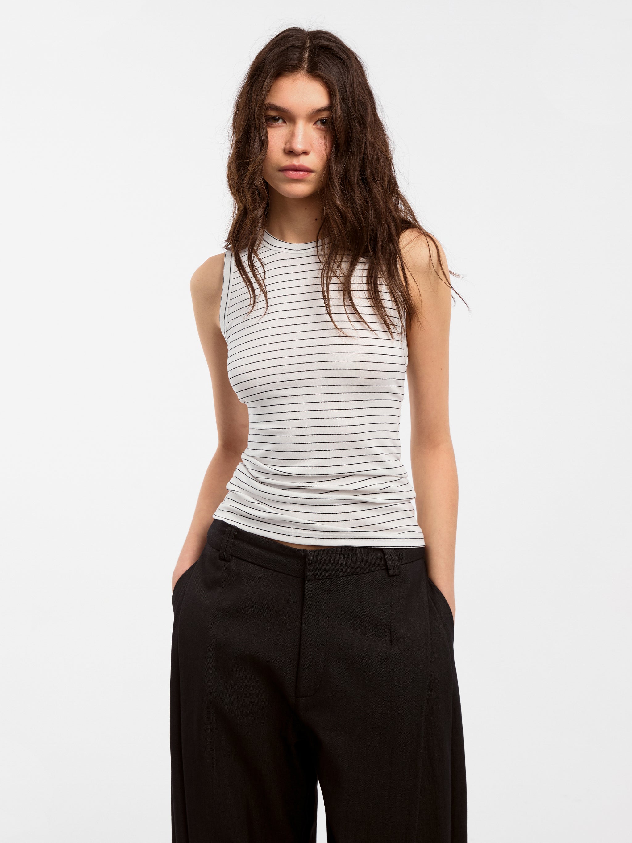 CUBIC Lyocell Striped Linen Vest