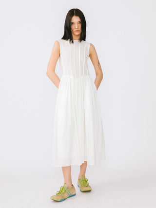 Pure Cotton Sleeveless White Dress