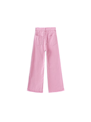 Raw Edge Wide Leg Jeans