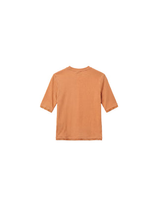 CUBIC Lace Trim Fitted Mid-Sleeve Top