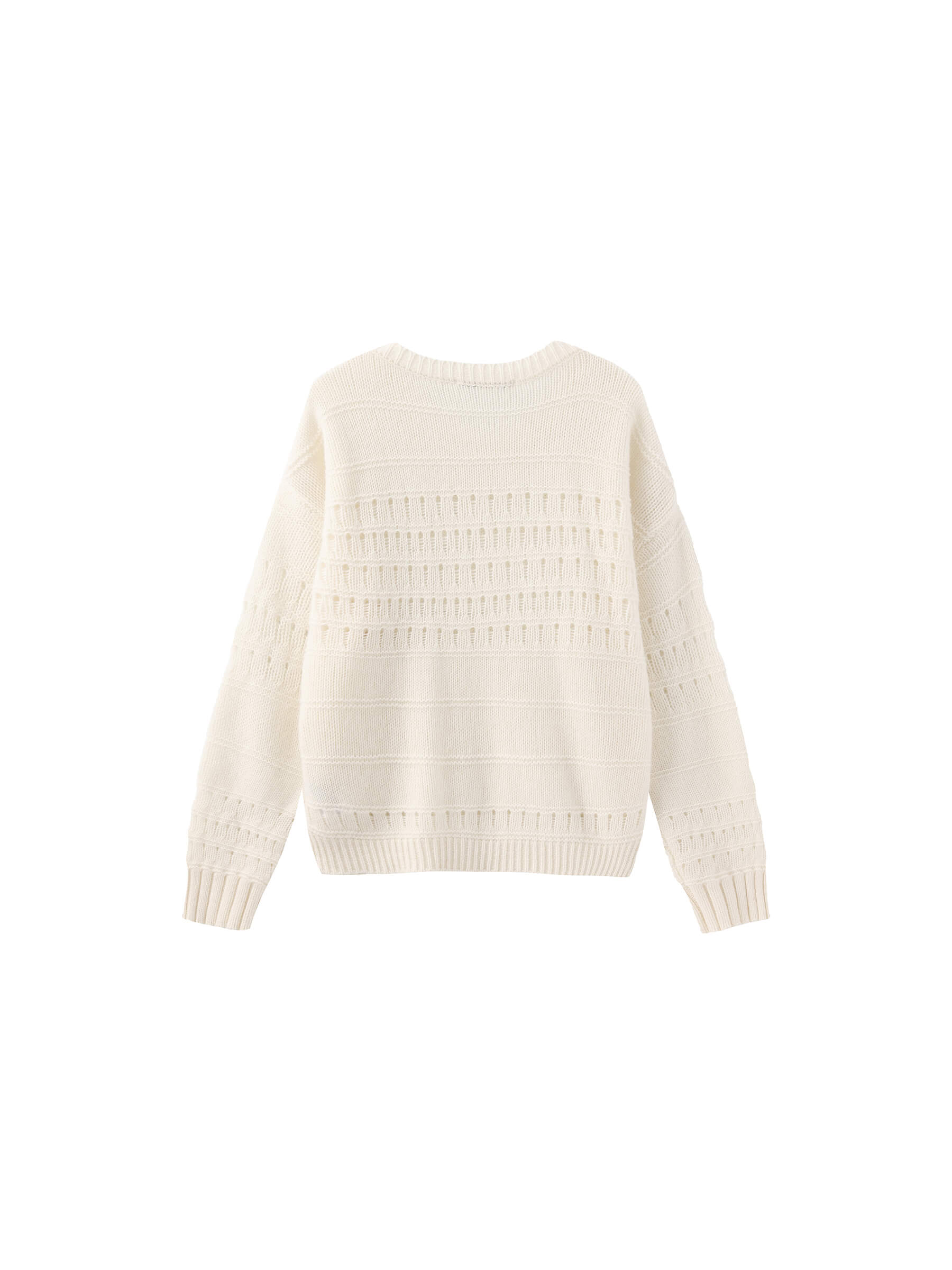 Hollowed 100% Wool Long Sleeves Knit Sweater-20