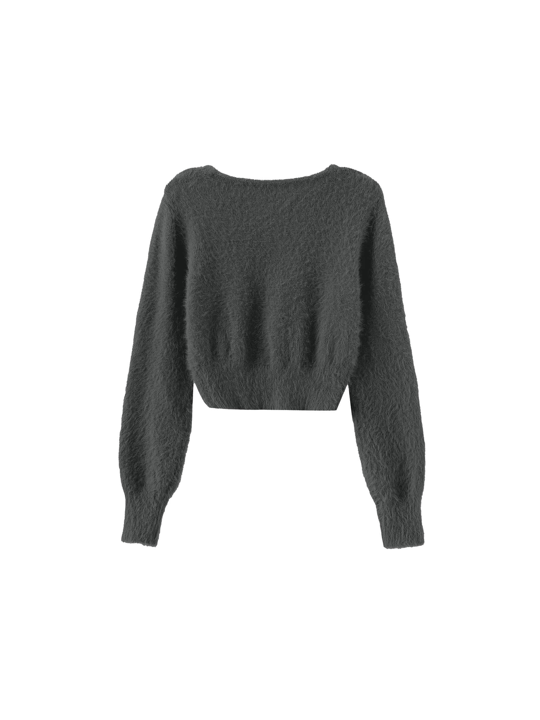Fluffy Cropped Knit Cardigan-23