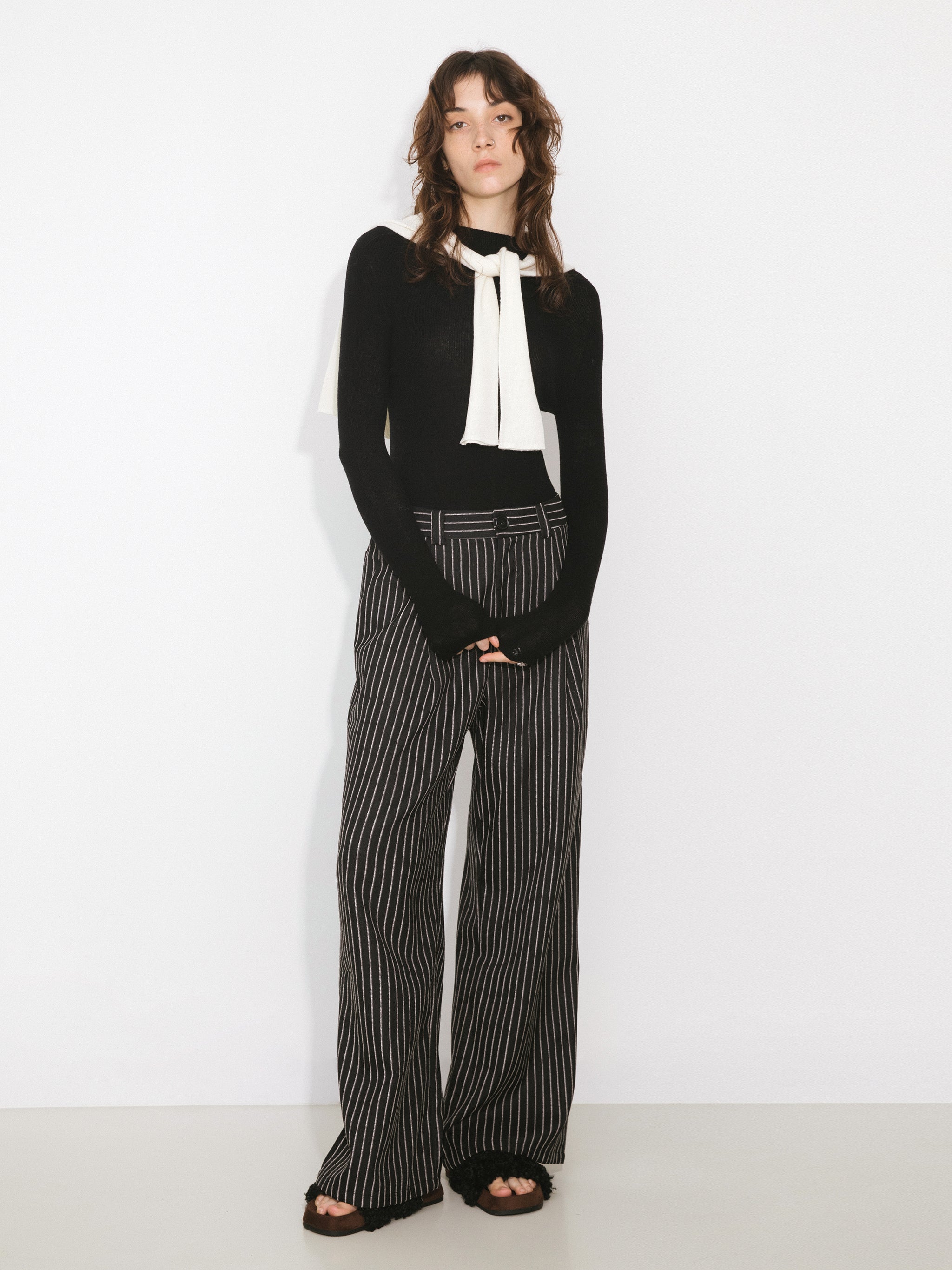 CUBIC 100% Wool Mock‑Neck Fitted Knit Top-20