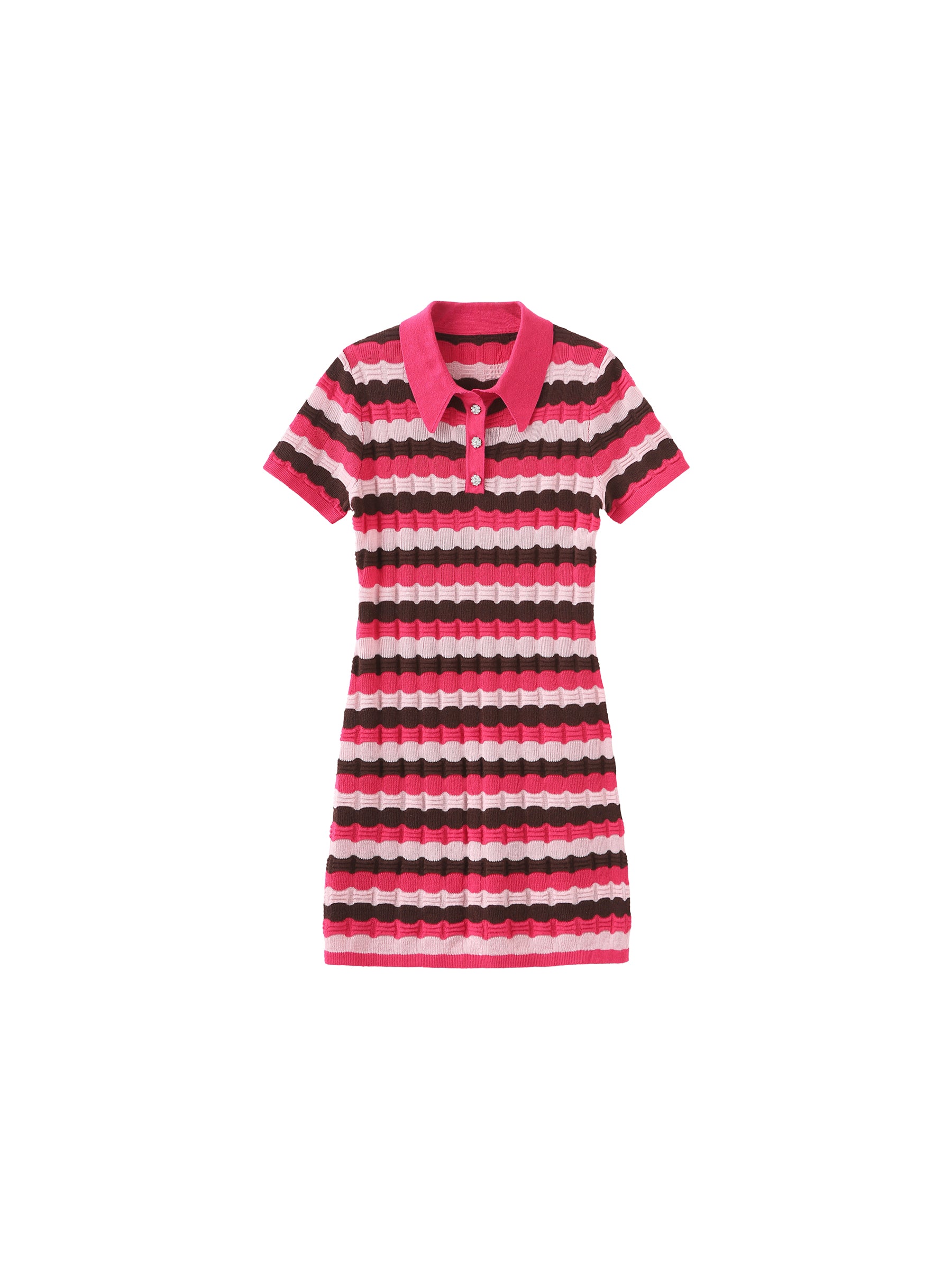Polo Short Sleeve Striped Knit Dress-20