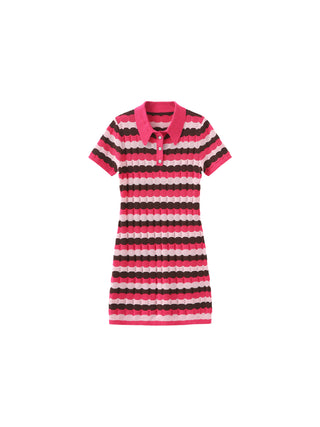 Polo Short Sleeve Striped Knit Dress