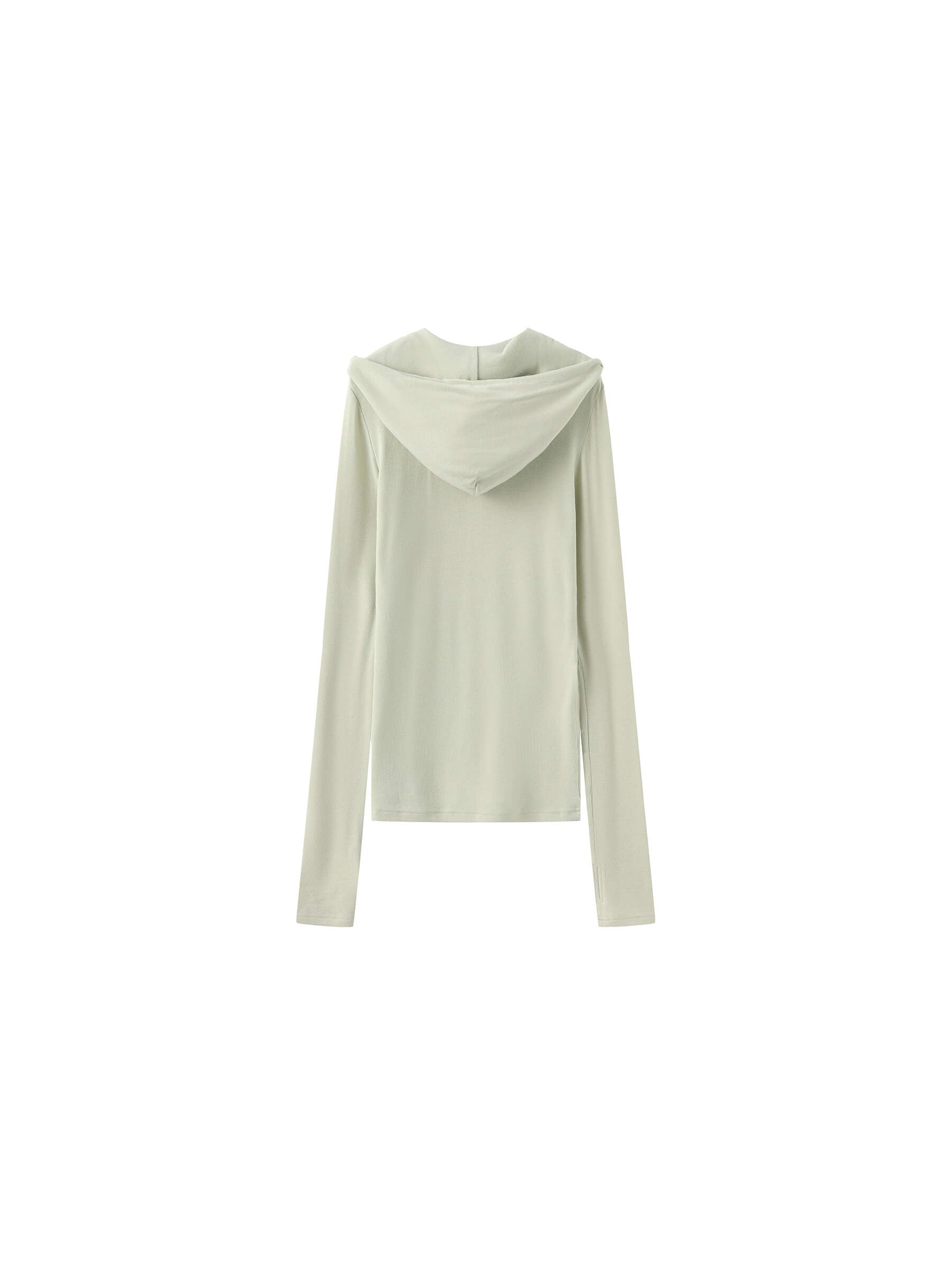 Slim-Fit Hooded V-Neck Long Sleeve Top-23