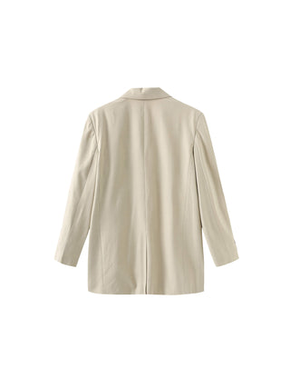 Oversized Shoulder Single Breasted Blazer with Wool Blend