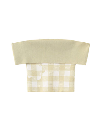 Off-Shoulder Checkered Knit Cami Top