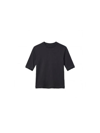CUBIC Lace Trim Fitted Mid-Sleeve Top