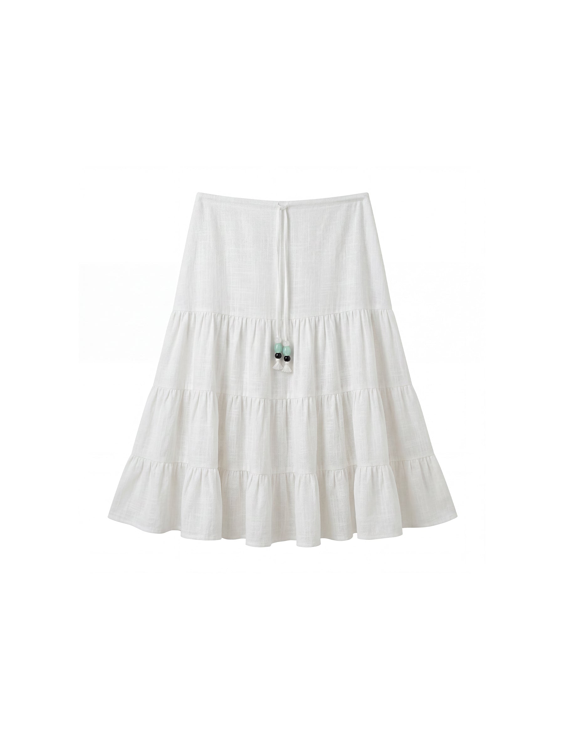 CUBIC Lyocell Linen Blend Tiered Striped Midi Skirt-21
