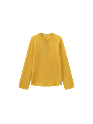 Henley Neck Loose-Fit Long-Sleeve Cover-Up