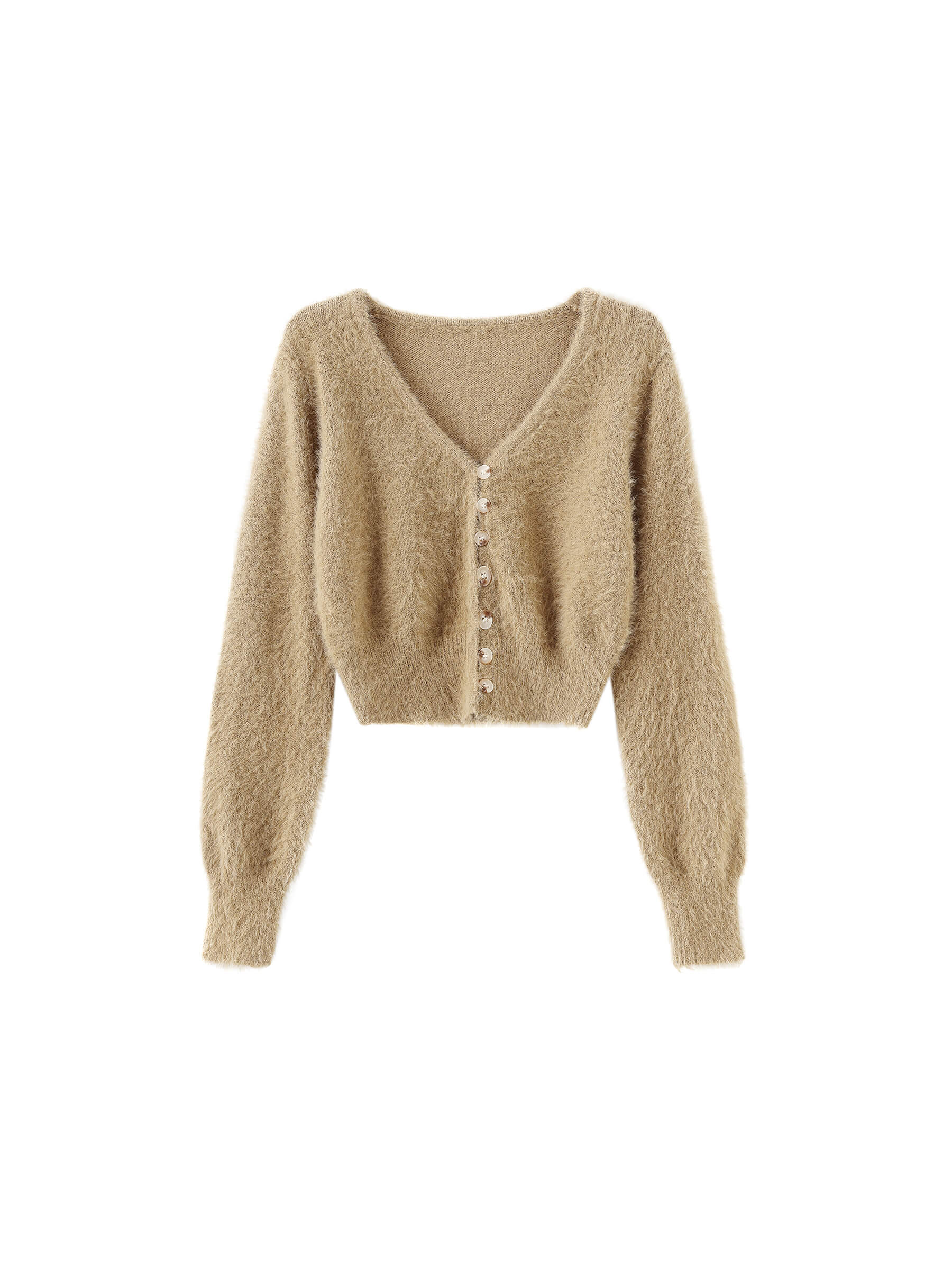Fluffy Cropped Knit Cardigan-24