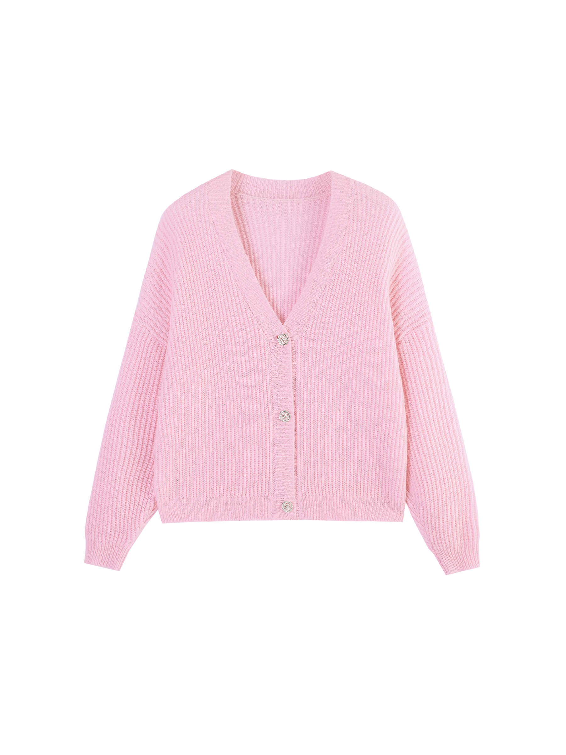 Casual V-Neck Ribbed Knit Cardigan with Wool Blend-21