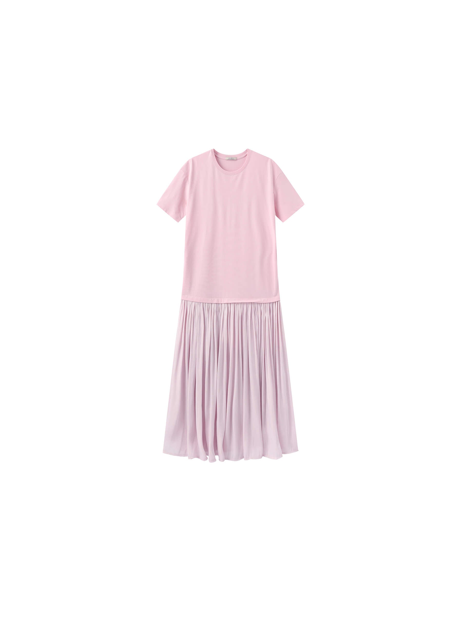Oversized Round Neck Short Sleeve Pleated Dress-21