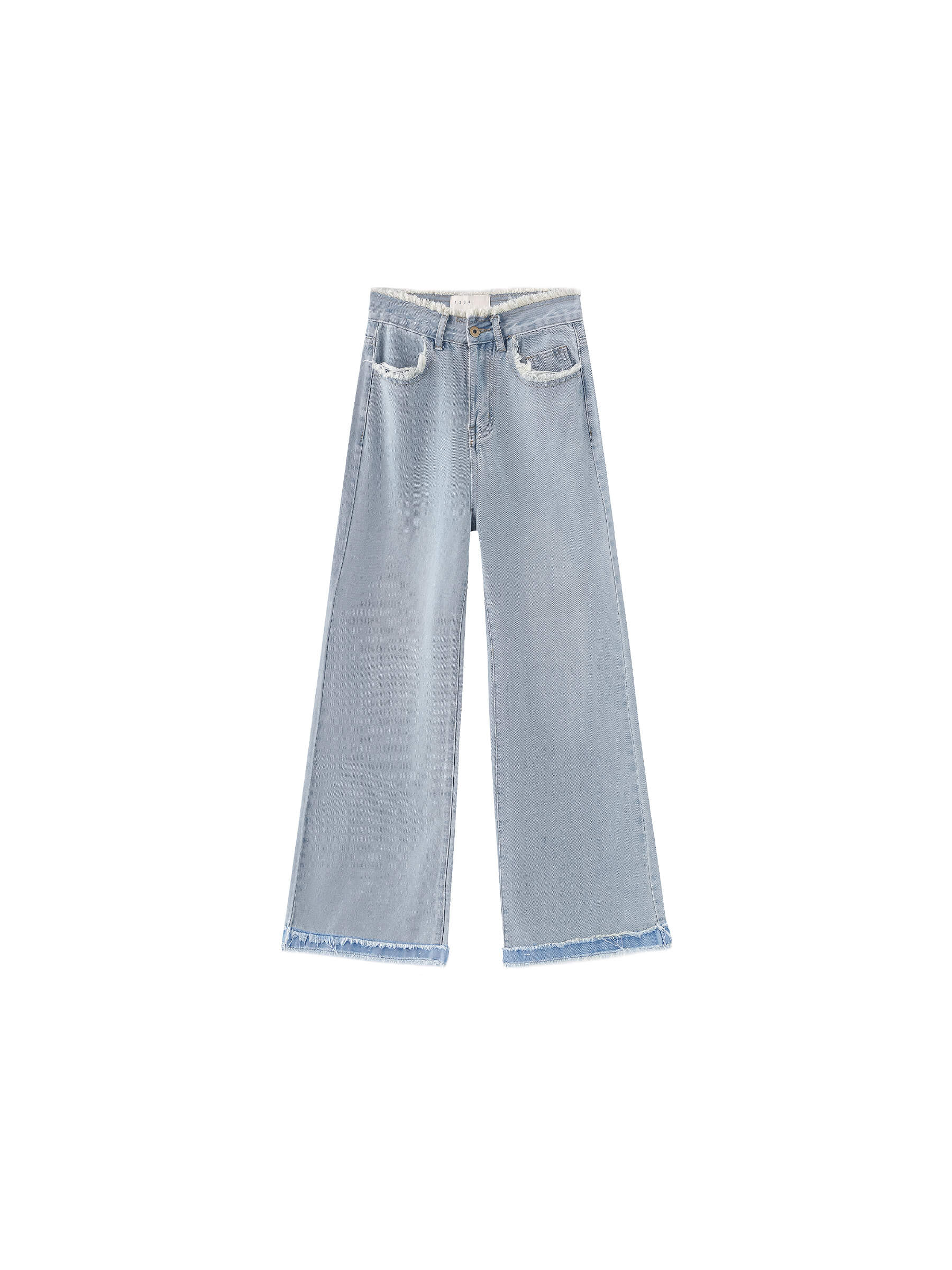Raw Edge Wide Leg Jeans-21