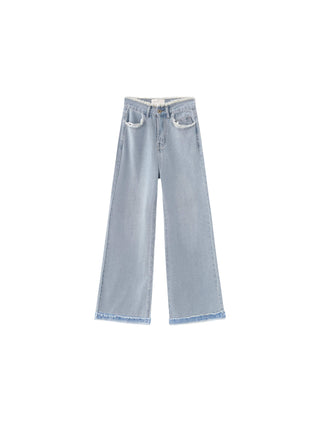 Raw Edge Wide Leg Jeans