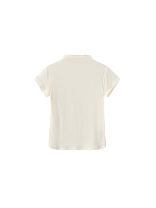 High Neck Stretch Slim-Fit Short-Sleeve T-Shirt