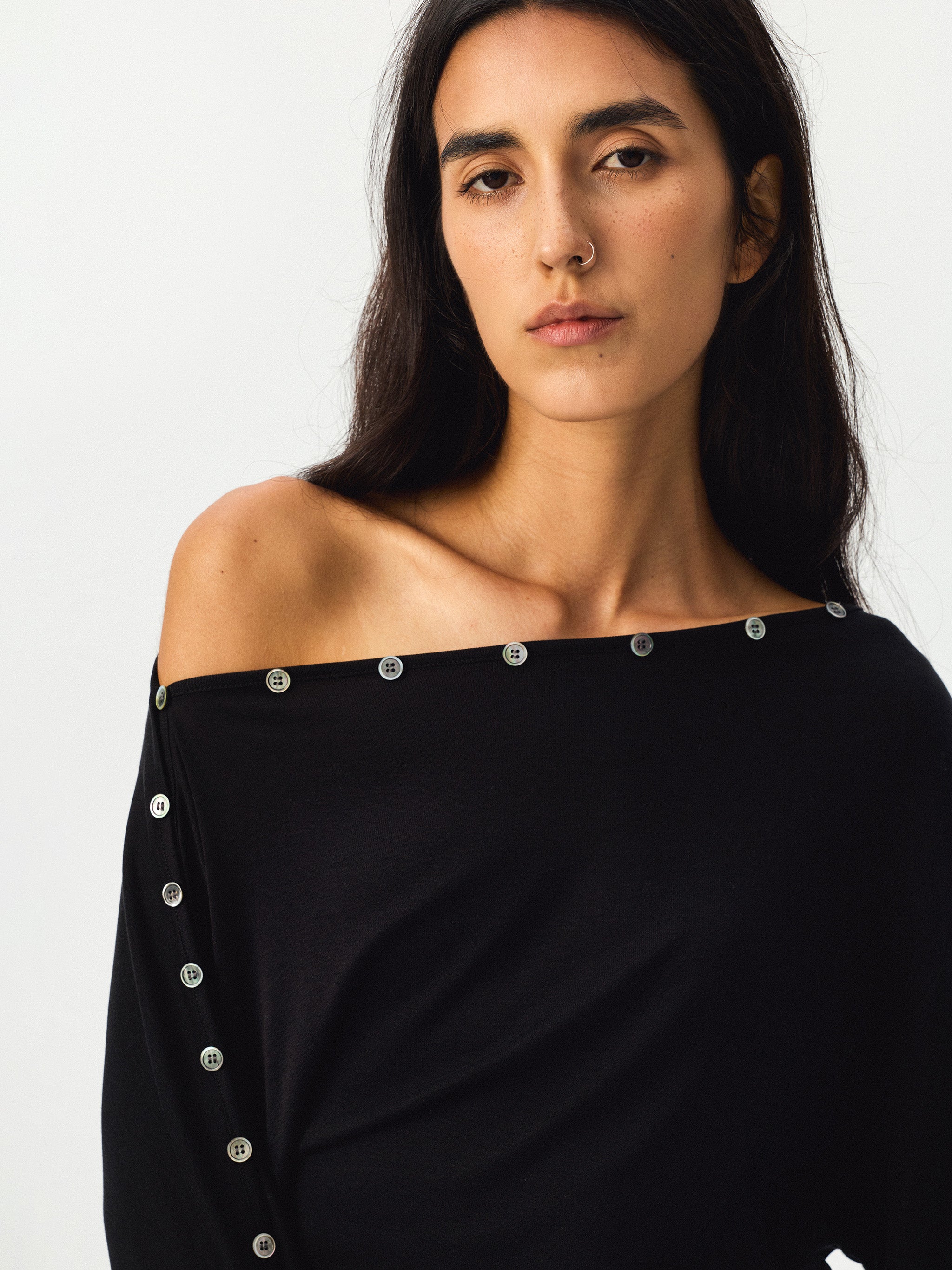 Sheer Off-Shoulder Long Sleeve Top-2