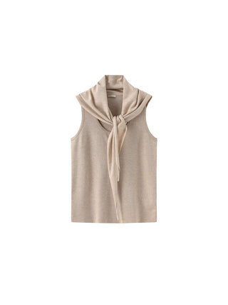 Slim-Fit Knit Henley Vest with Neck Tie