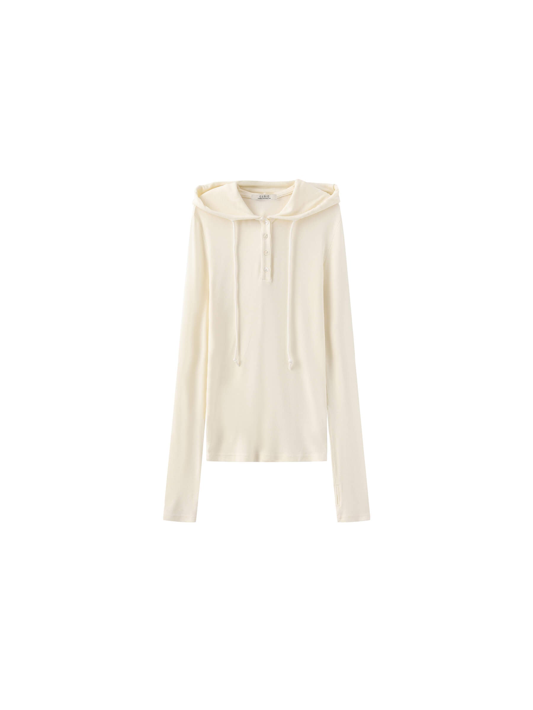 Slim-Fit Hooded V-Neck Long Sleeve Top-24