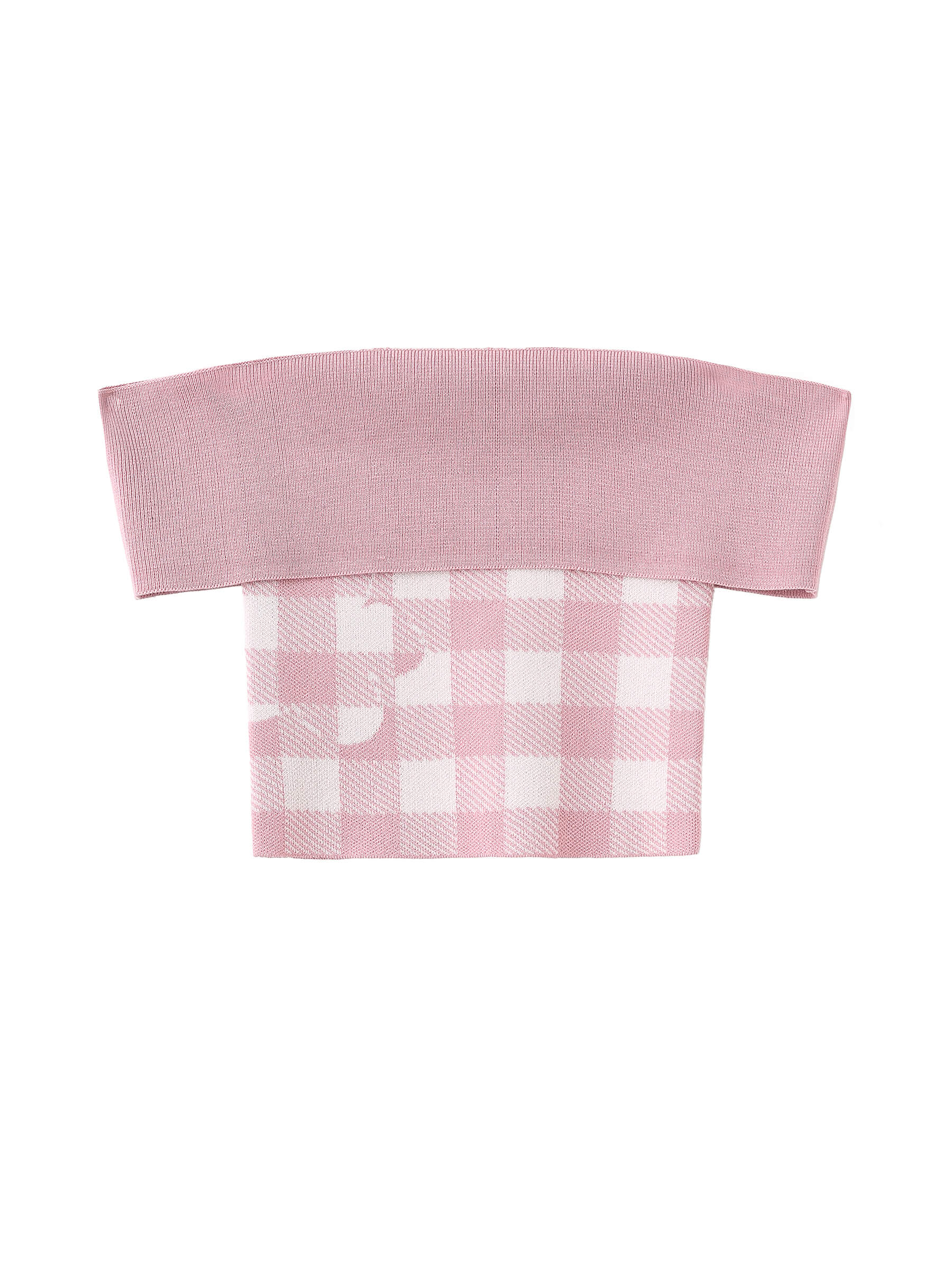 Off-Shoulder Checkered Knit Cami Top-24