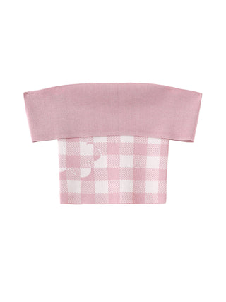 Off-Shoulder Checkered Knit Cami Top