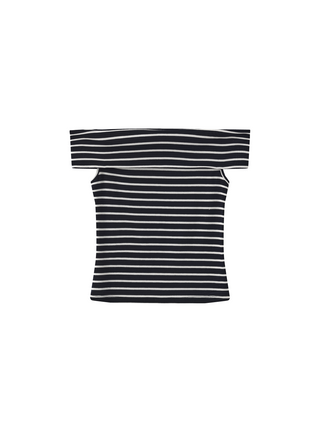 Striped Off-Shoulder Short-Sleeve Top