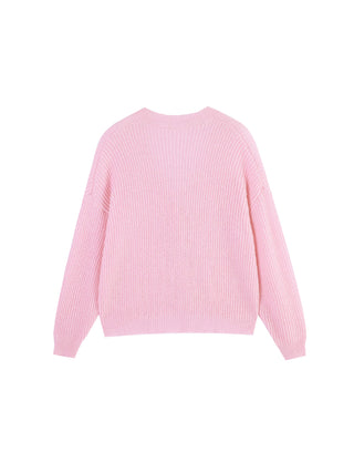Casual V-Neck Ribbed Knit Cardigan with Wool Blend