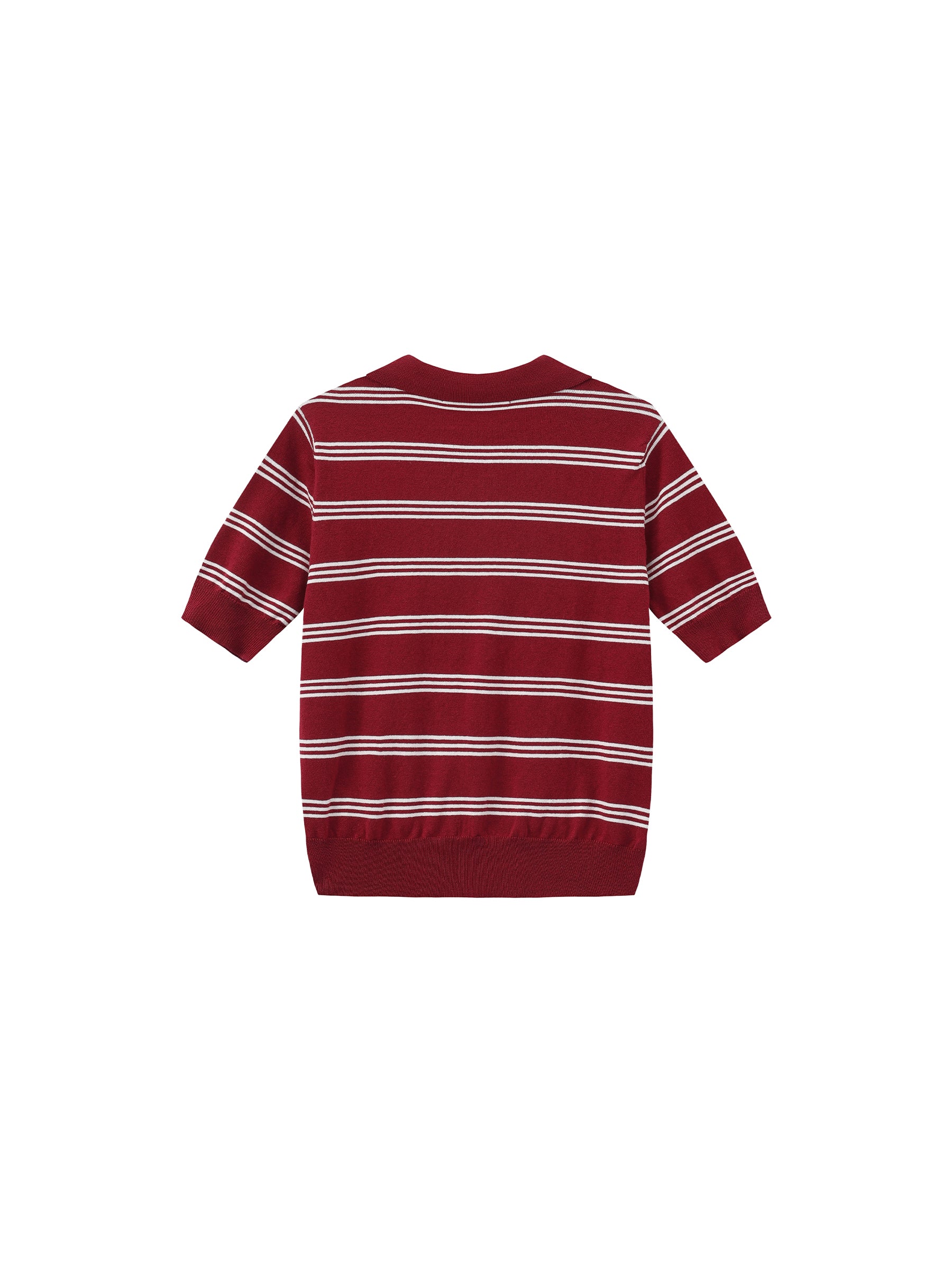 CUBIC-Striped Cropped Polo Collar Cotton T-Shirt-22