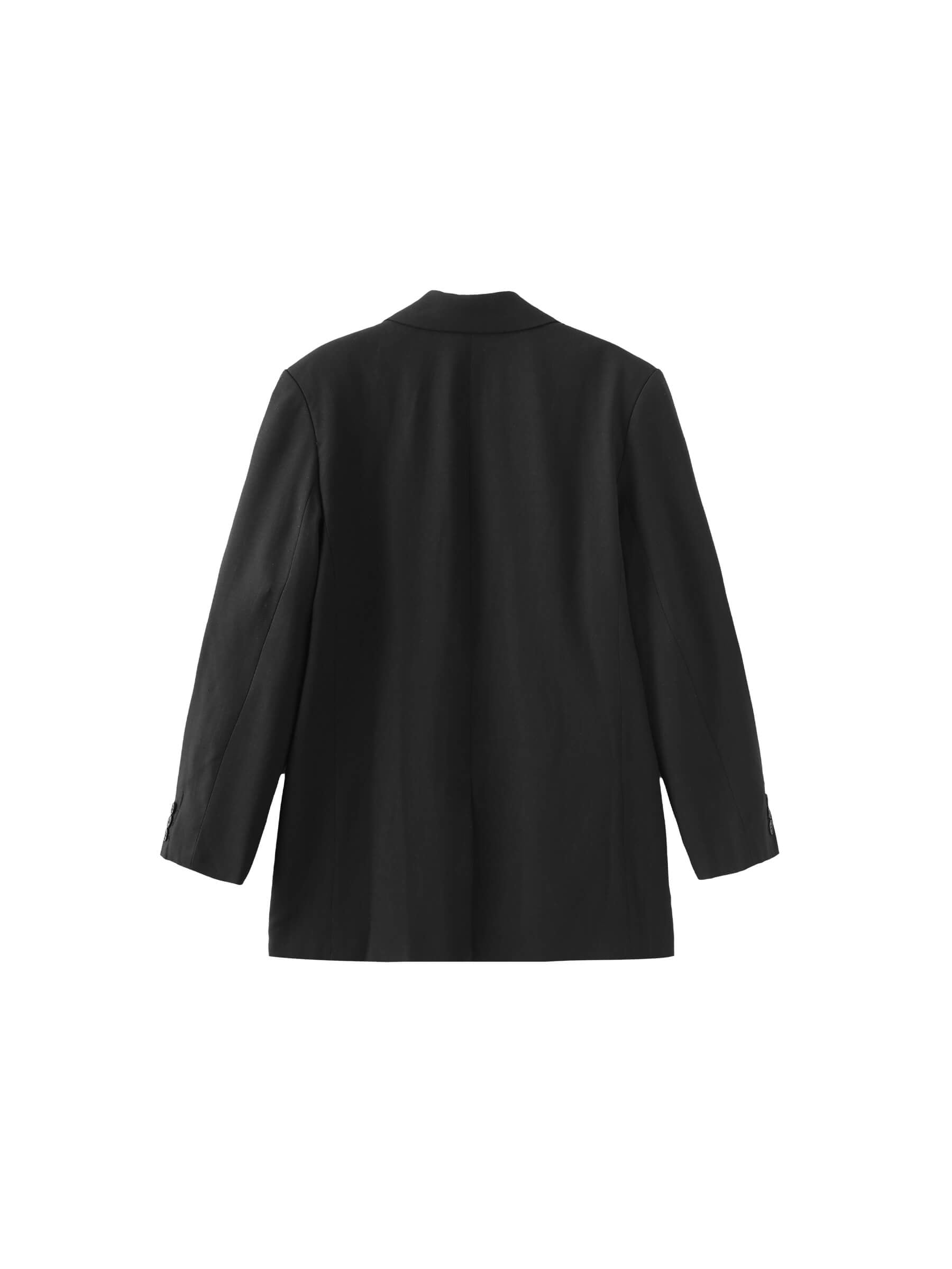 Oversized Shoulder Single Breasted Blazer with Wool Blend-25