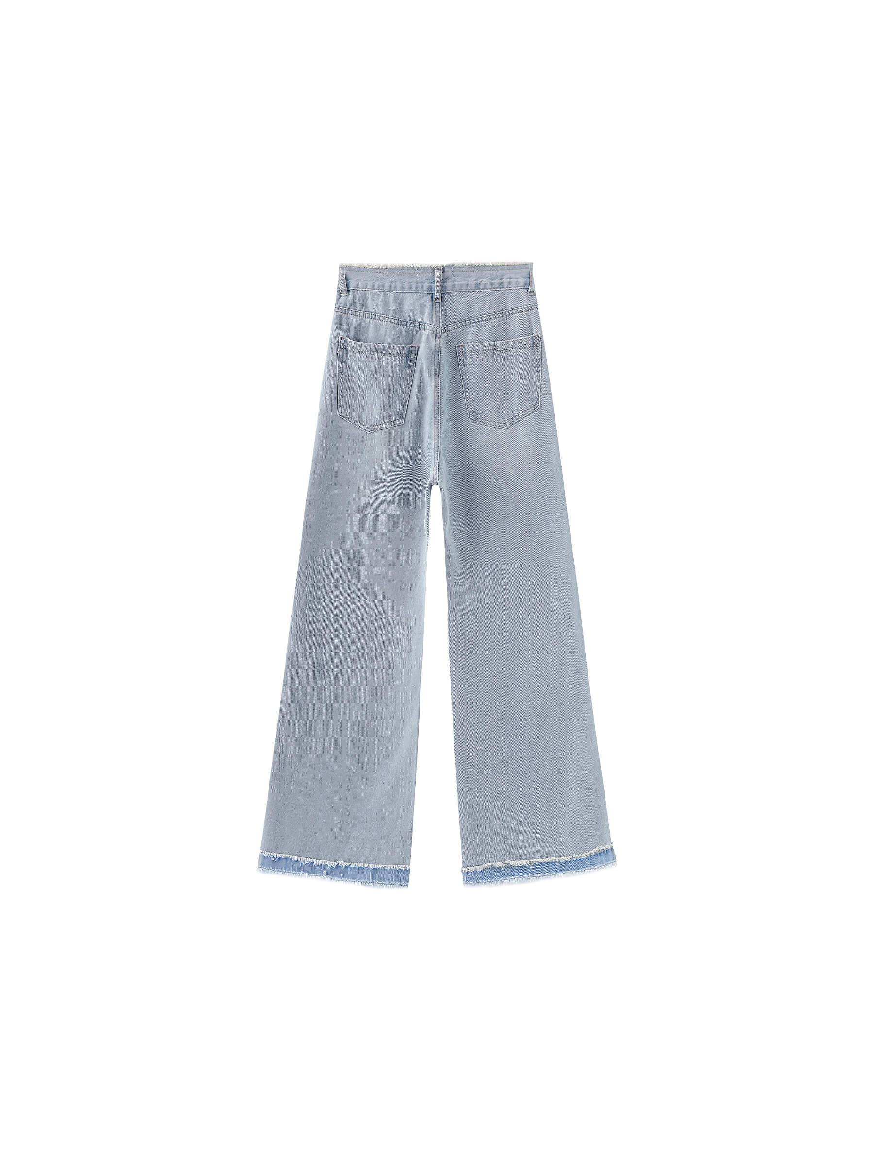 Raw Edge Wide Leg Jeans-22
