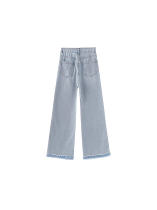 Raw Edge Wide Leg Jeans