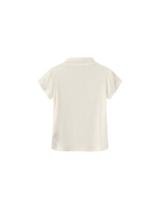 High Neck Stretch Slim-Fit Short-Sleeve T-Shirt