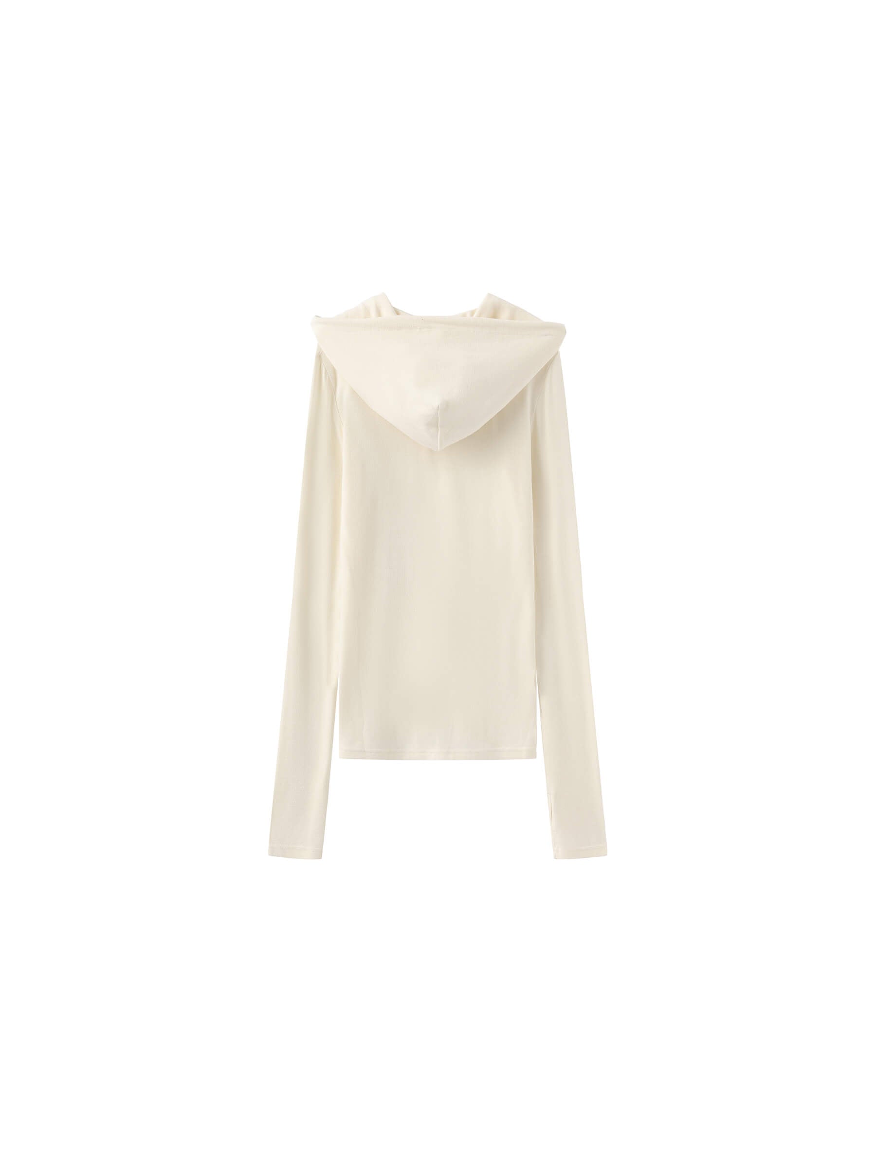 Slim-Fit Hooded V-Neck Long Sleeve Top-25