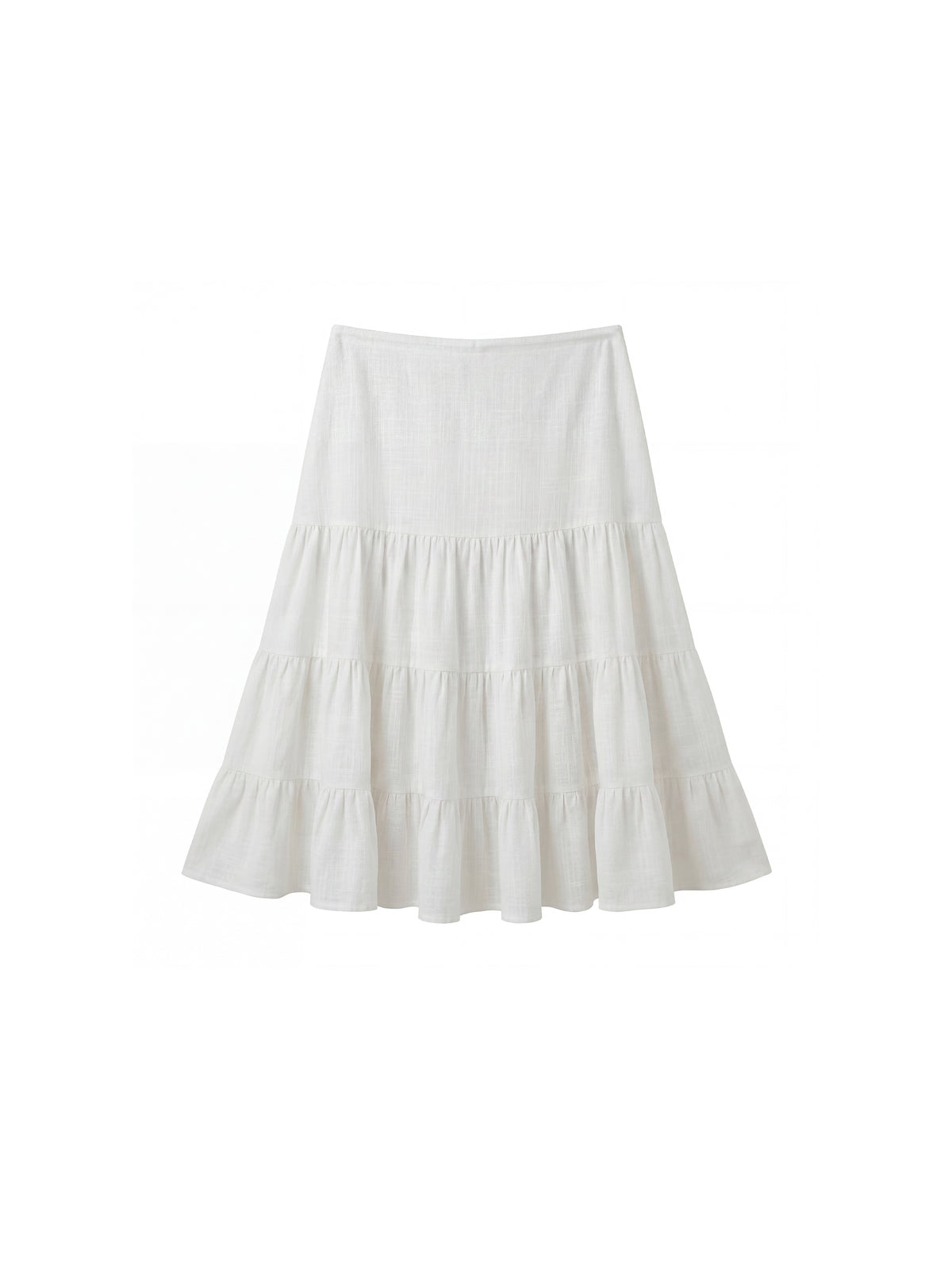 CUBIC Lyocell Linen Blend Tiered Striped Midi Skirt-22