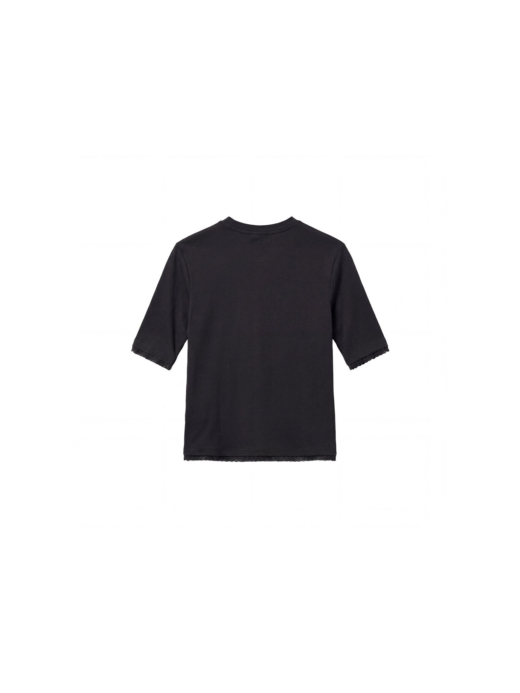 CUBIC Lace Trim Fitted Mid-Sleeve Top-22