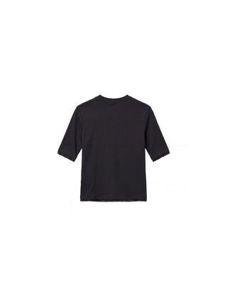CUBIC Lace Trim Fitted Mid-Sleeve Top