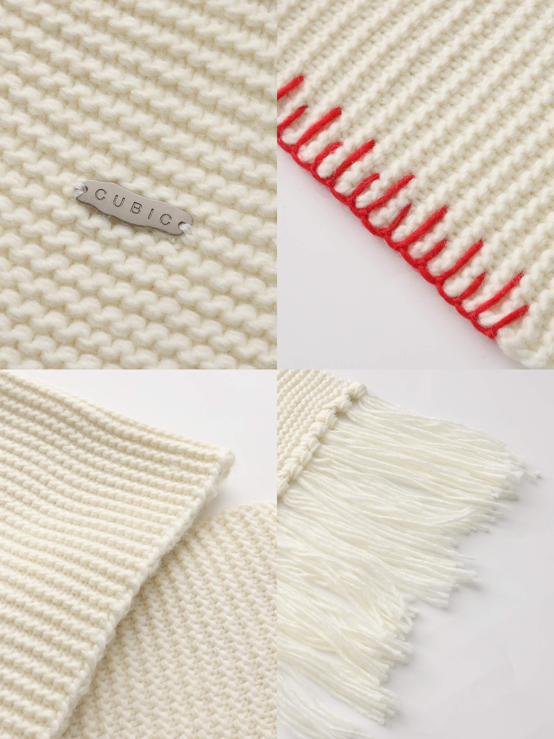 Fringed Long Scarf with Wool Blend-23