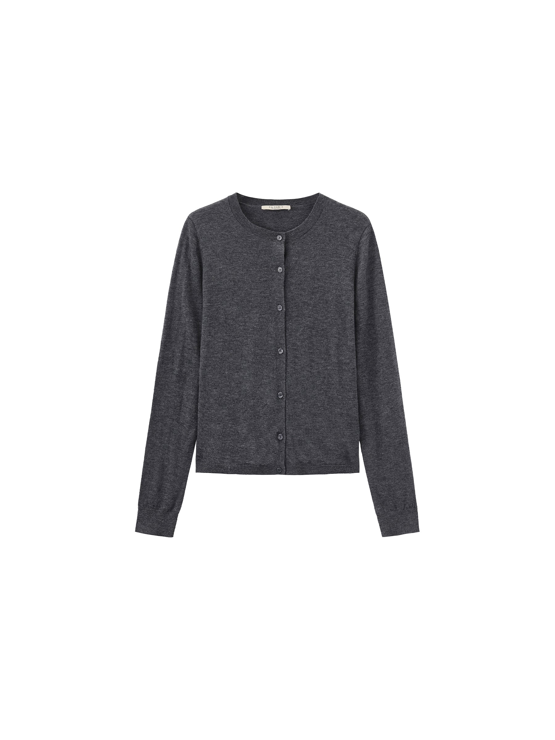 100% Wool Knit Cardigan with Crew Neck-23