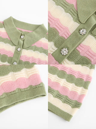 Polo Short Sleeve Striped Knit Dress