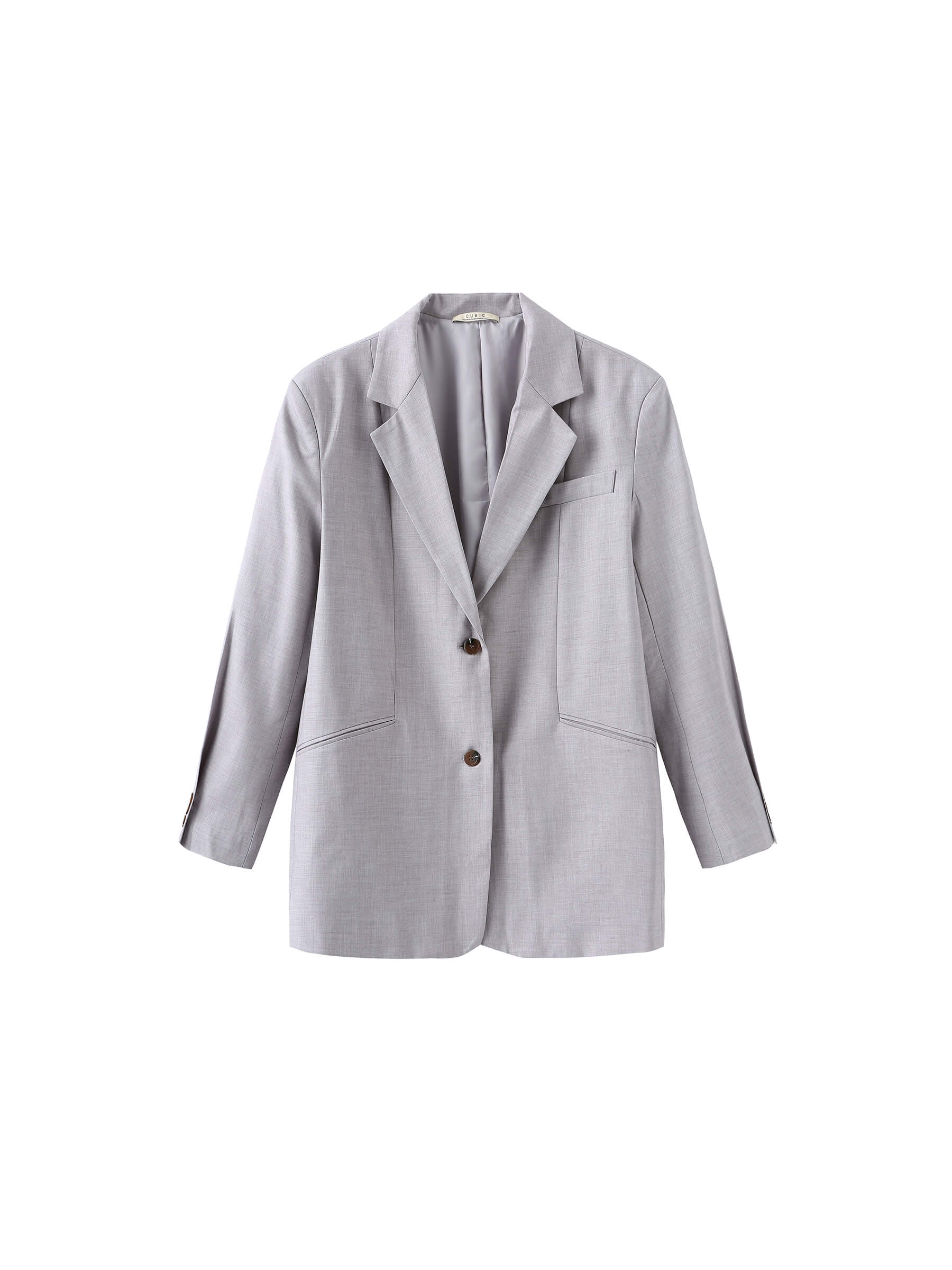 Oversized Shoulder Single Breasted Blazer with Wool Blend-26