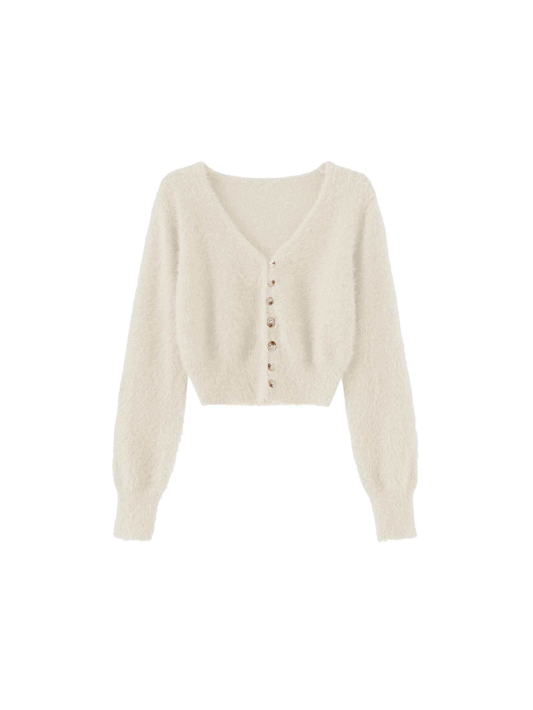 Fluffy Cropped Knit Cardigan-26