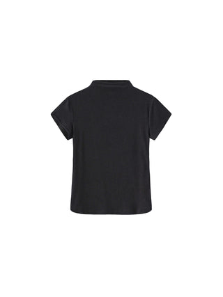 High Neck Stretch Slim-Fit Short-Sleeve T-Shirt