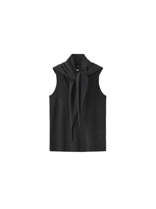 Slim-Fit Knit Henley Vest with Neck Tie