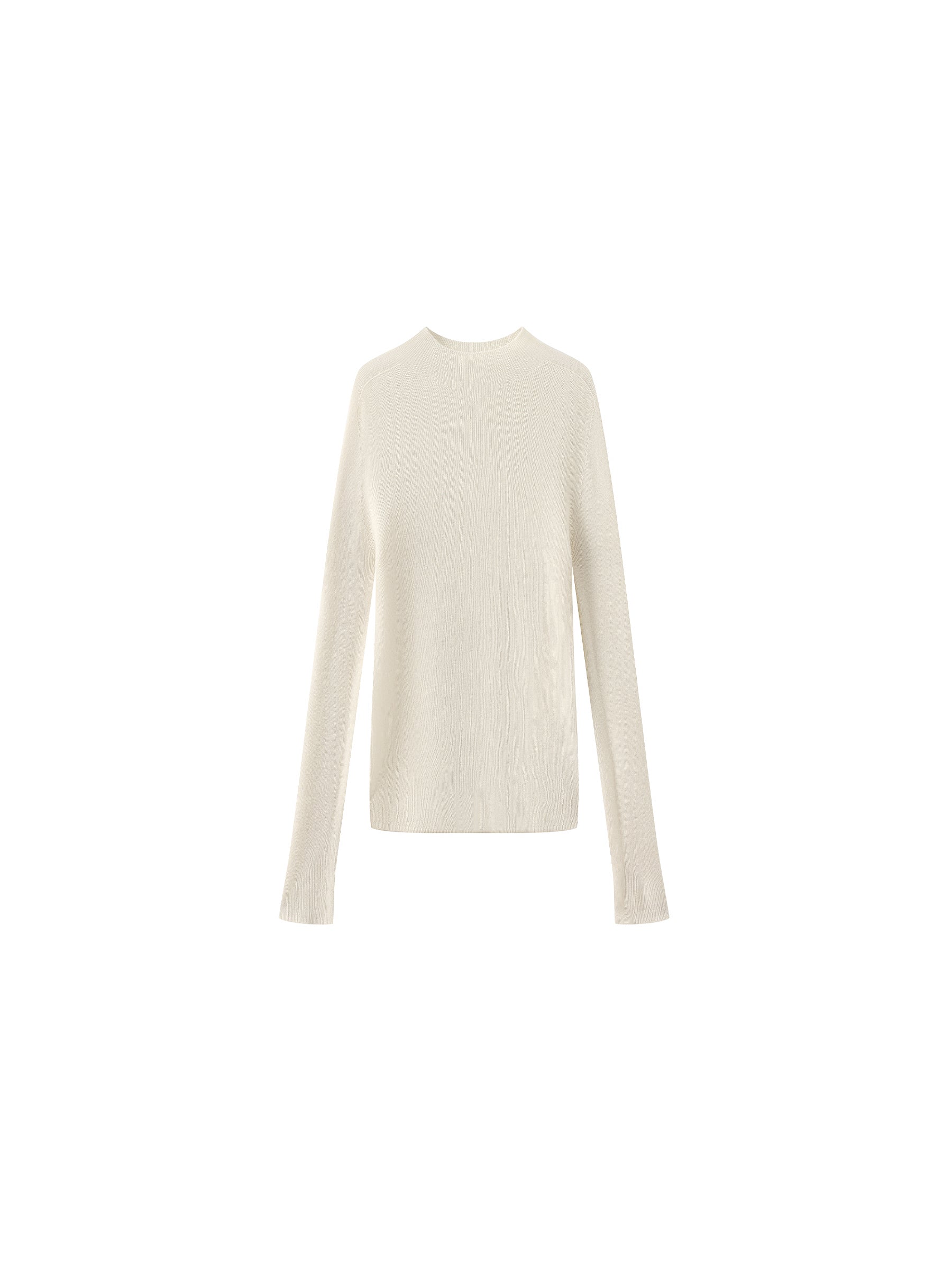 CUBIC 100% Wool Mock‑Neck Fitted Knit Top-23
