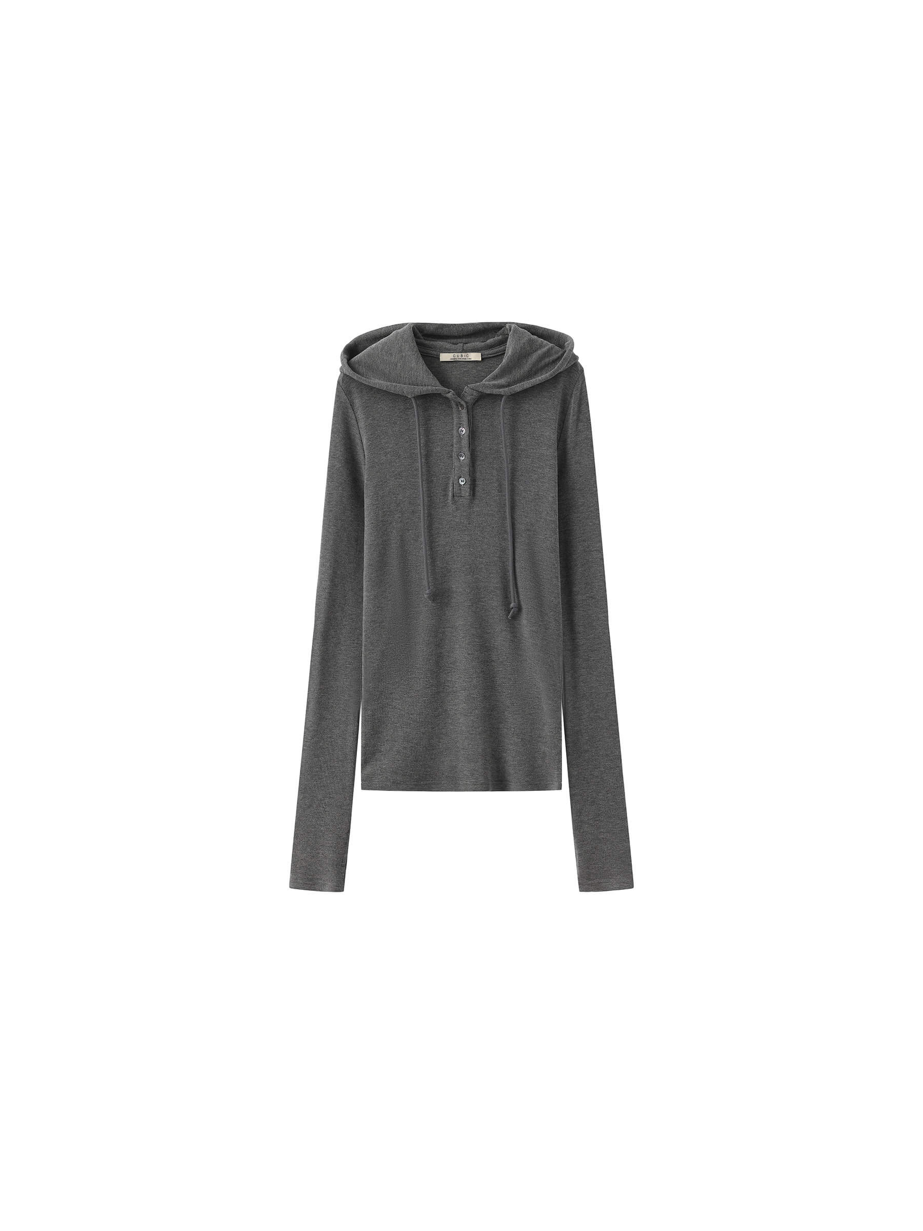 Slim-Fit Hooded V-Neck Long Sleeve Top-26