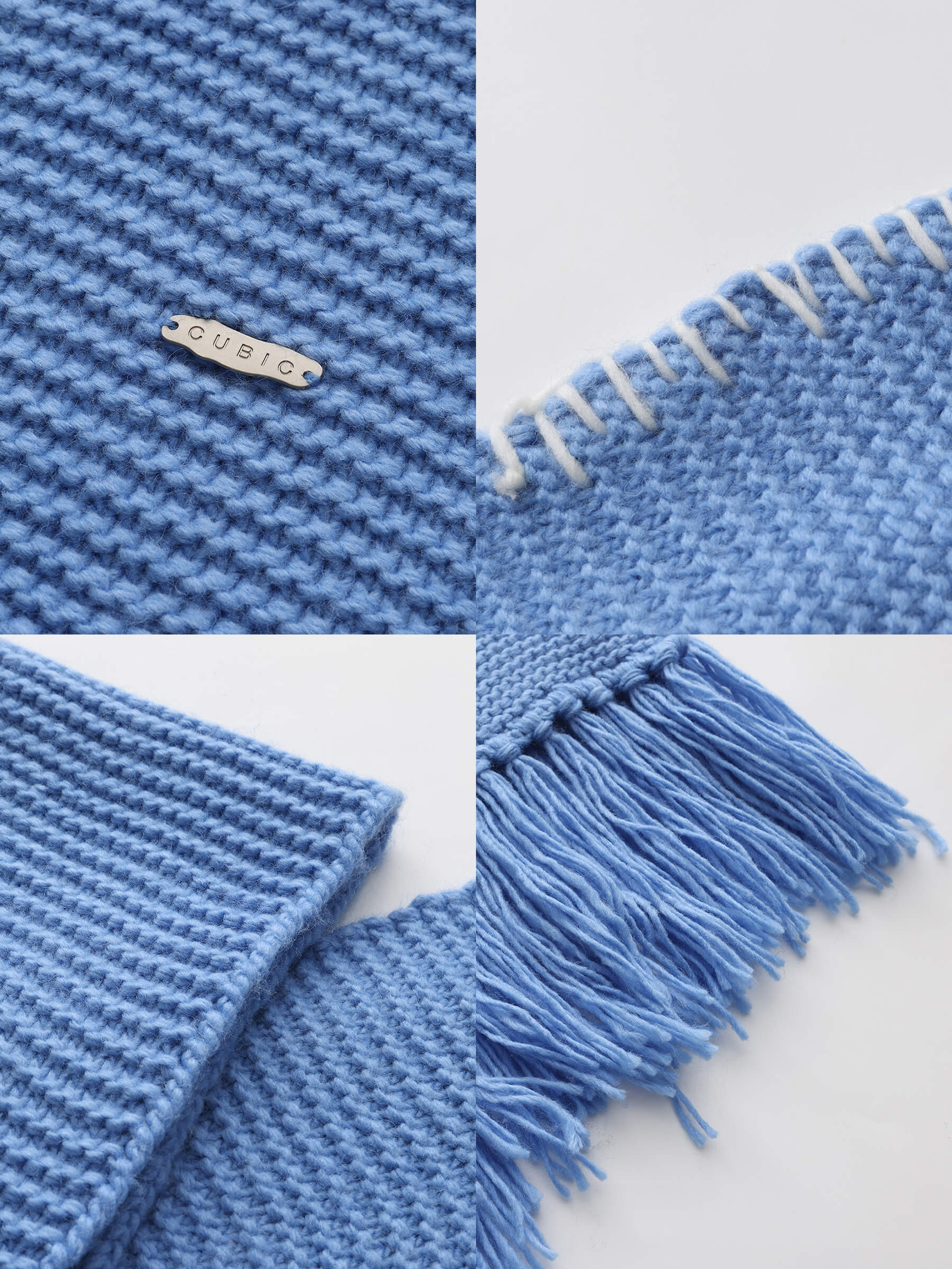 Fringed Long Scarf with Wool Blend-24