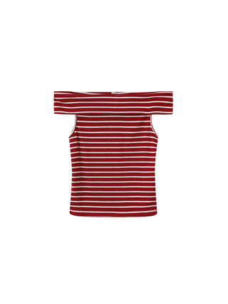 Striped Off-Shoulder Short-Sleeve Top